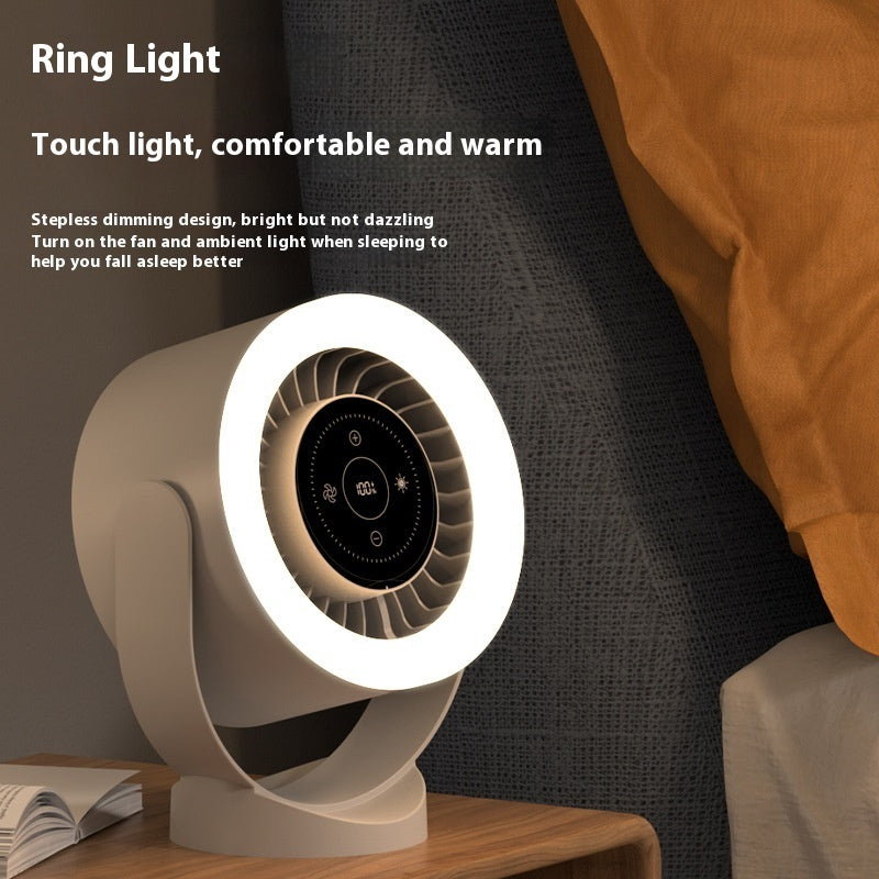 Rechargeable Desktop Fan with LED Light – Adjustable Table & Wall-Mount Cooling Fan