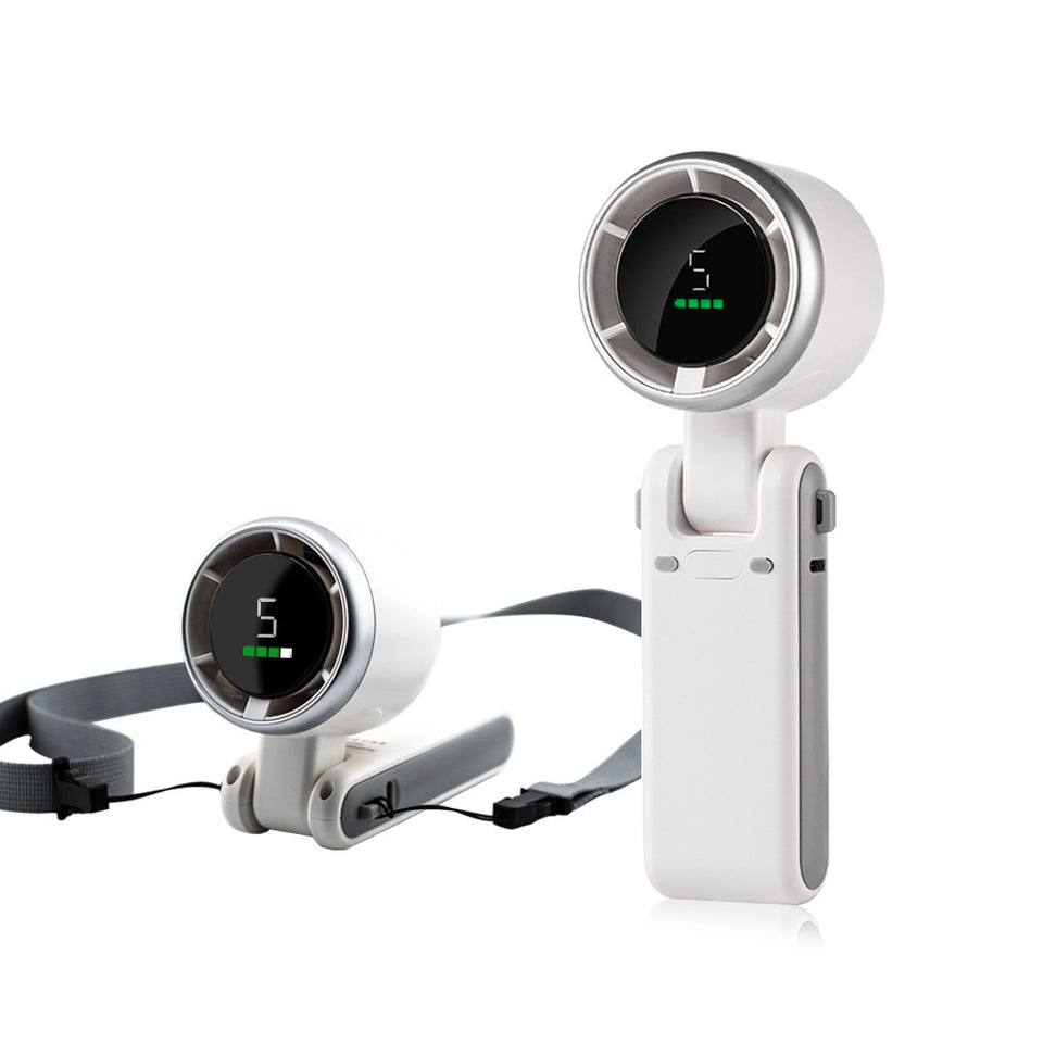 Portable Hanging Neck Fan – 180° Folding Handheld Turbo Mini Fan for Outdoor & Desktop Use