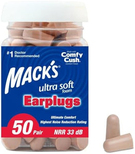 Mack’s Ultra Soft Foam Earplugs 50 Pair | 33dB NRR for Sleep & Noise