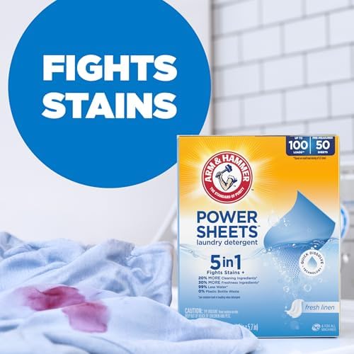 Arm & Hammer Power Sheets Laundry Detergent 50ct | Fresh Linen Clean