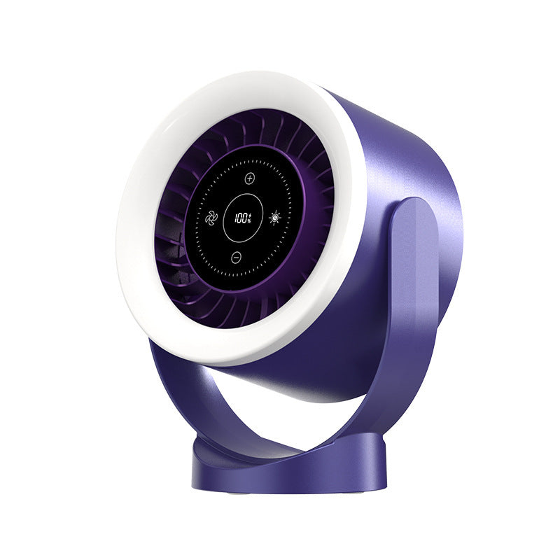 Rechargeable Desktop Fan with LED Light – Adjustable Table & Wall-Mount Cooling Fan