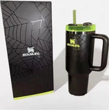 Stanley Spider Web Edition Quencher Tumbler with Handle & Straw – Black/Neon Green 40oz